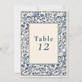 Carte graphique de sièges de table bleue florale (Dos)