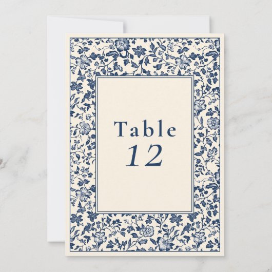 Carte graphique de sièges de table bleue florale (Dos)