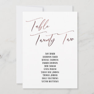 Carte Graphique de table vingt-deux en or rose décontrac