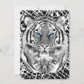 Carte Graphique de tigre noir et blanc aux yeux bleus (Devant)