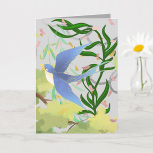 Carte Graphique d'oiseau de jardin printanier