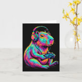 Carte Graphique drôle de jeux vidéo Capybara Joueur (Fleur jaune)