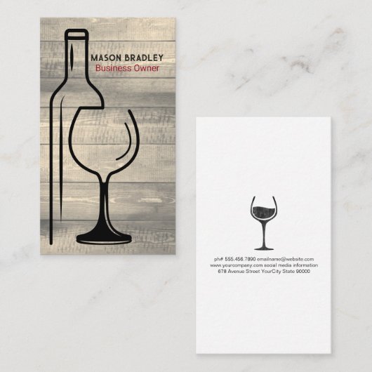 Carte graphique en verre de bouteille de vin | Arr (Devant / Derrière)