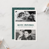 Carte Graphique minimal | Joyeux Noël vert 2 photo (Devant/Arrière en situation)
