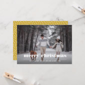 Carte Graphique minimal | Photo de Noël jaune (Devant/Arrière en situation)