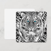 Carte Graphique noir et blanc de tigre d'yeux bleus (Devant / Derrière)