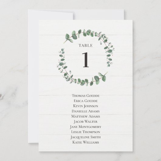 Carte graphique Plan de table de verdure rustique (Devant)