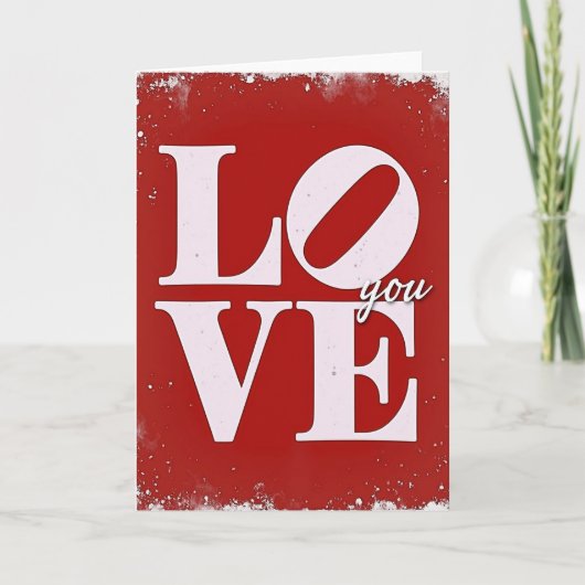 Carte graphique rouge gras Love You (Devant)