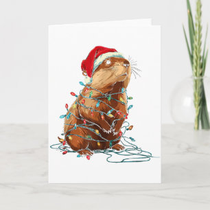 Carte Graphiques de Noël de marmotte drôles Lumières d'a