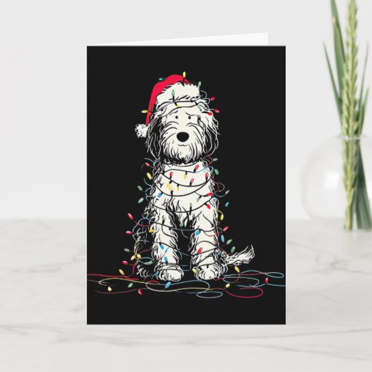 Carte Graphiques de Noël de Sheepadoodle drôles de lumiè (Devant)