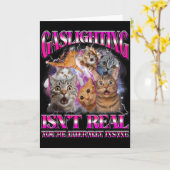 Carte Graphisme de chat drôle de contrefaçon de Gaslight (Fleur jaune)