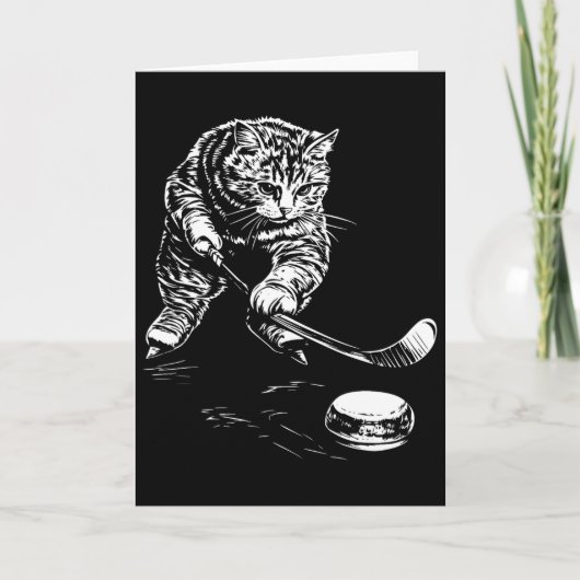Carte Graphisme de hockey sur glace de chat drôle  (Devant)