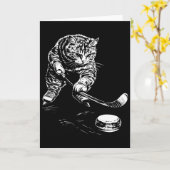 Carte Graphisme de hockey sur glace de chat drôle  (Fleur jaune)