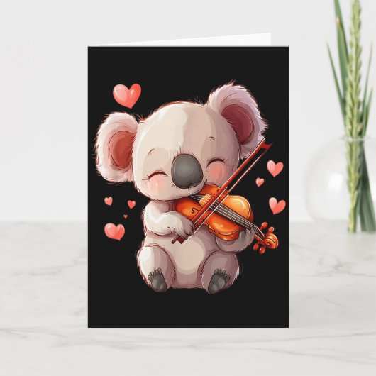 Carte Graphisme de koala mignon jouant du violon pour la (Devant)
