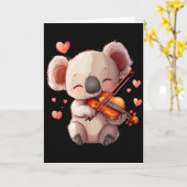Carte Graphisme de koala mignon jouant du violon pour la (Fleur jaune)