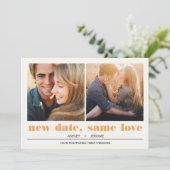 Carte Graphisme Minimal | Report de mariage 2 Photos (Debout devant)