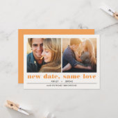 Carte Graphisme Minimal | Report de mariage 2 Photos (Devant/Arrière en situation)