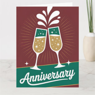Carte Graphisme rétro d'anniversaire avec du champagne p