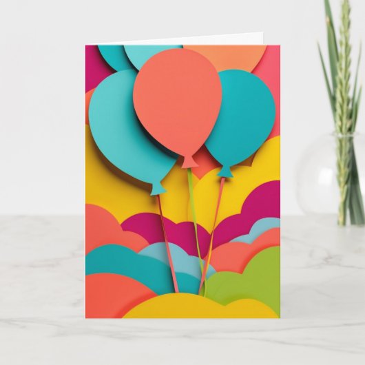 Carte Grappe de ballons en papier vibrant (Devant)