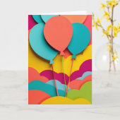 Carte Grappe de ballons en papier vibrant (Fleur jaune)