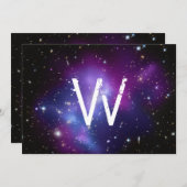 Carte Grappe de galaxie violette monogramme (Devant / Derrière)