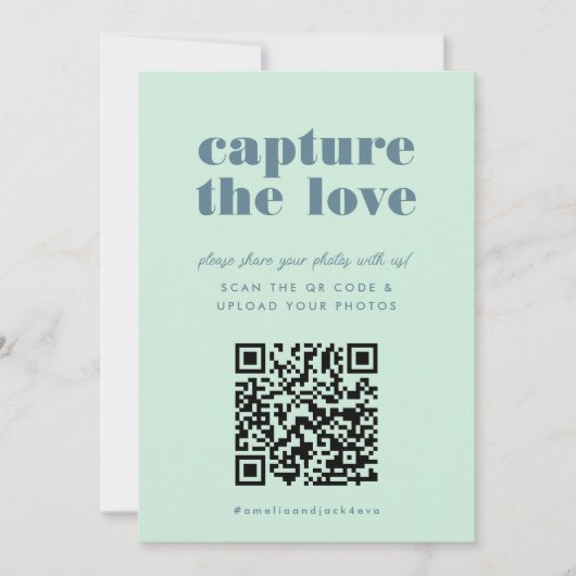 Carte Gras bleu Capturez le Mariage Love QR Code (Devant)