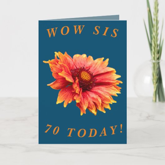 Carte Gras Floral 70e Anniversaire Card pour Sis (Devant)