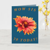 Carte Gras Floral 70e Anniversaire Card pour Sis (Fleur jaune)