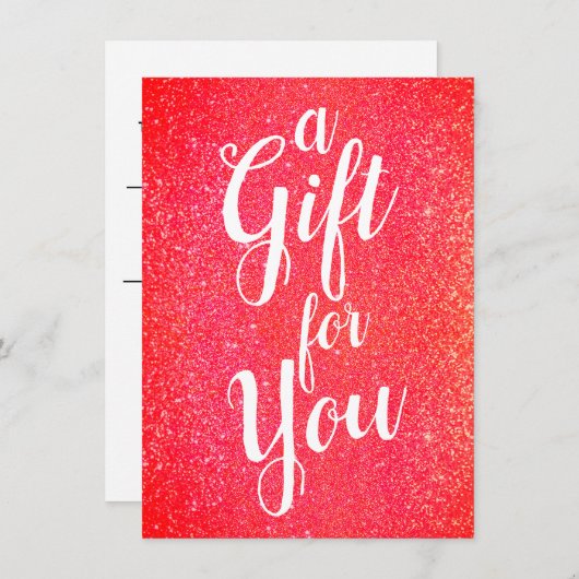 Carte Gras Parties scintillant rouge Vacances Certificat (Devant / Derrière)