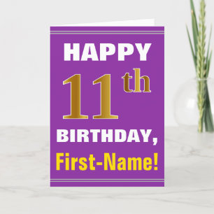 Carte Gras, pourpre, Faux Gold 11e anniversaire avec car