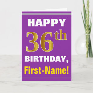 Carte Gras, pourpre, Faux Gold 36e anniversaire avec car