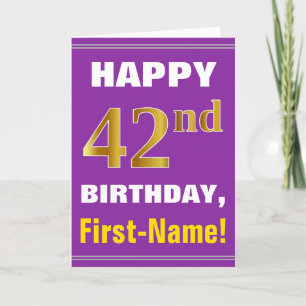 Carte Gras, pourpre, Faux Gold 42e anniversaire avec car