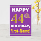 Carte Gras, pourpre, Faux Gold 44e anniversaire avec car (Fleur jaune)