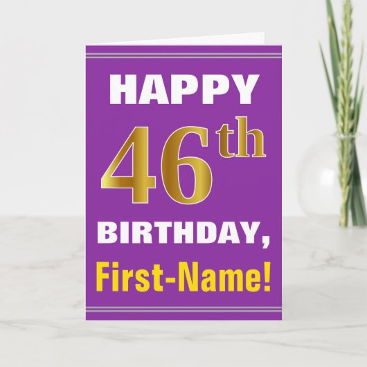 Carte Gras, pourpre, Faux Gold 46e anniversaire avec car (Devant)