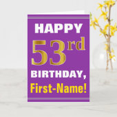 Carte Gras, pourpre, Faux Gold 53e anniversaire avec car (Fleur jaune)