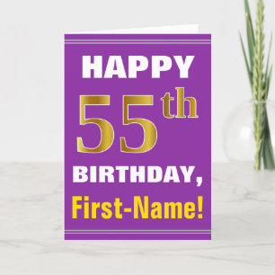 Carte Gras, pourpre, Faux Gold 55e anniversaire avec car