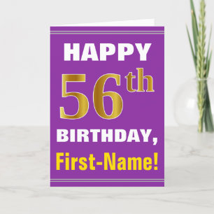 Carte Gras, pourpre, Faux Gold 56e anniversaire avec car