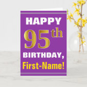 Carte Gras, pourpre, Faux Gold 95e anniversaire avec car (Fleur jaune)