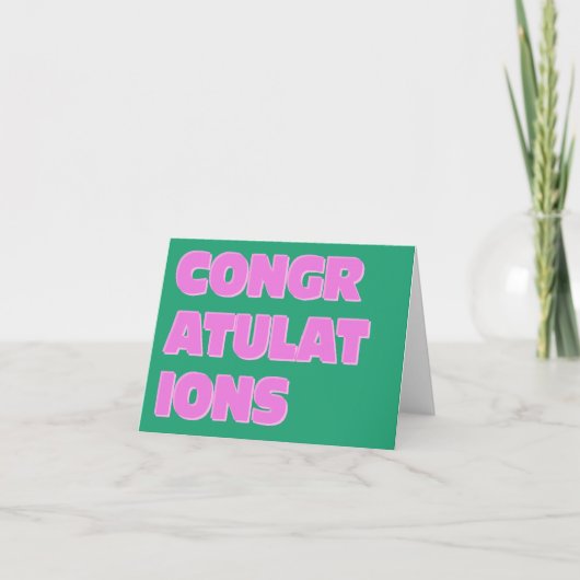 Carte Gras Retro Typographie rose vert Félicitations (Devant)