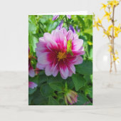 Carte Grasshopper sur Dahlia Flower (Fleur jaune)