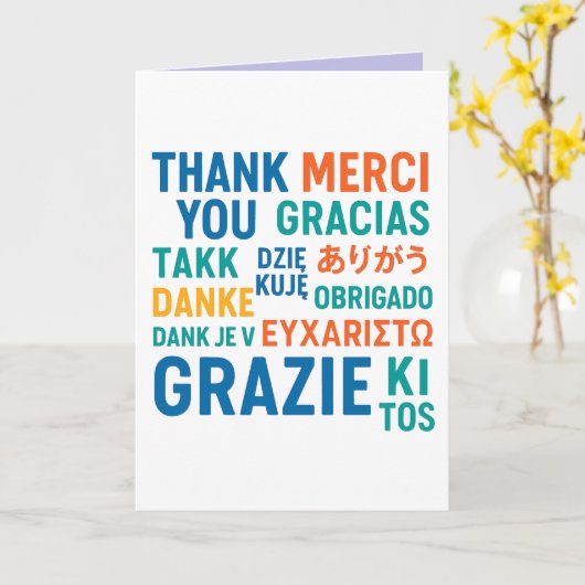 Carte 🌍 "Gratitude multilingue" (Fleur jaune)