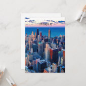 Carte Gratte-ciel de Chicago, Illinois (Devant/Arrière en situation)