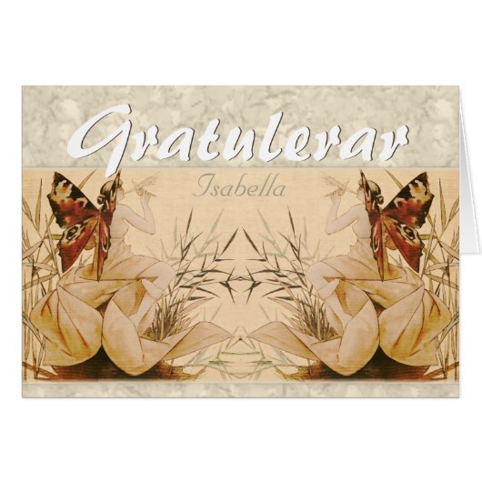 Carte Gratulationskort de la nymphe ailée de Rique (Devant horizontal)