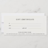 Carte Gray Business Gift Certificate Elegant Simple (Dos)