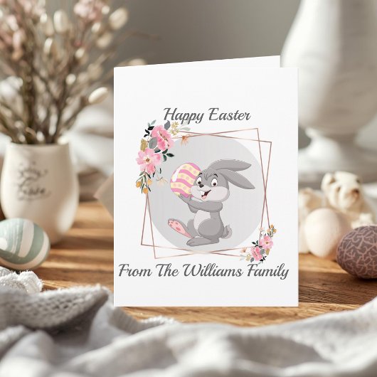 Carte Gray Easter Bunny Personalized Folded Card