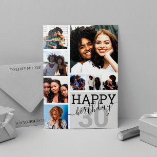 Carte Gray Family Friends Photo de collage Joyeux annive