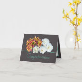 Carte Gray Mint Bouquet Rose & Félicitations (Fleur jaune)