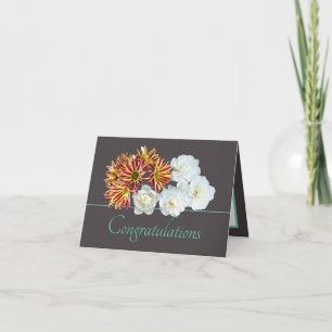 Carte Gray Mint Bouquet Rose & Félicitations