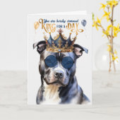 Carte Gray Pit Chien King pour une journée drôle Anniver (Fleur jaune)