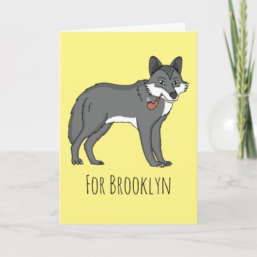 Carte Gray wolf with pipe cartoon (Devant)